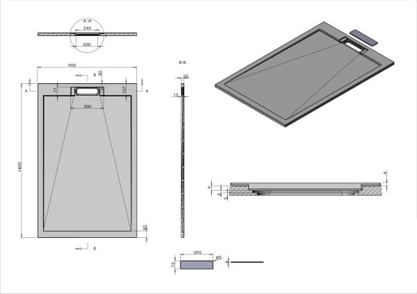 Поддон для душа Vincea из искусственного камня VST-4SRL9014W, 1400*900*25, белый матовый