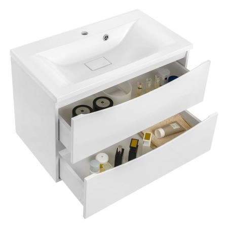 Тумба под раковину Vincea Mia 750 подвесная, 2 выкатных ящика soft close, G.White