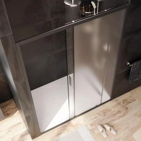 Дверь душевая в нишу AM.PM Gem W90G-140-1-195BM прозрачное, матовое; профиль черный