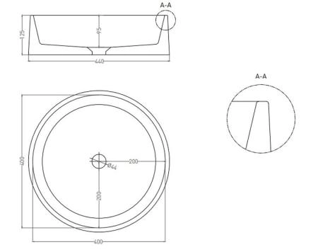Раковина Salini GLORIA 01 S-Stone матовая 44x44 1102201M накладная