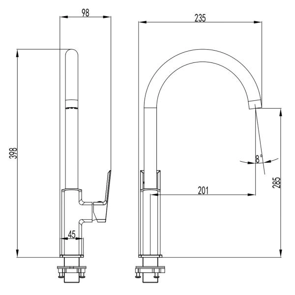 Смеситель для кухонной мойки Azario HARDCORE хром (AZ-VJG568277C)