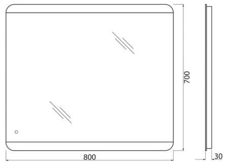 Зеркало Belbagno SPC-CEZ-700-700-LED-BTN Led подсветка вкл/выкл 700x30x700