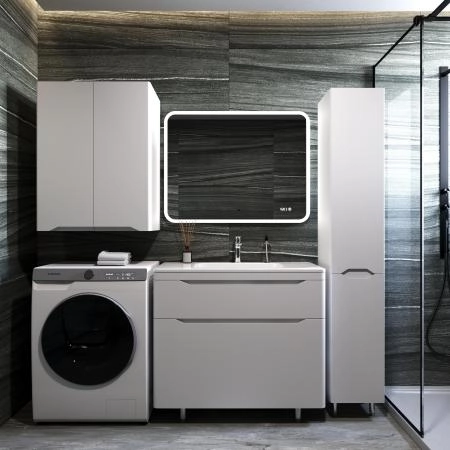 Тумба напольная Style Line Марелла 90 (2 ящ.) Люкс антискрейтч белый матовый, PLUS