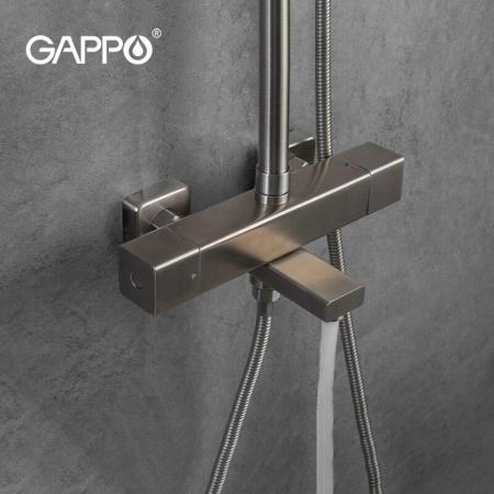 Душевая система Gappo G2499-40 термостат поворотный излив сатин верхний душ 30x30