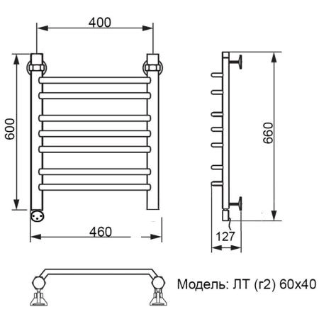 Полотенцесушитель электрический Ника Trapezium ЛТ (г2) 60/40 левый тэн MEG