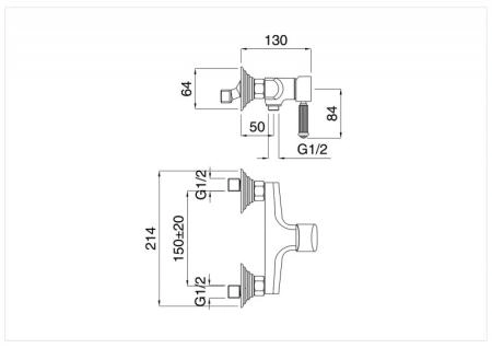 Смеситель CEZARES OLIMP OLIMP-DM-02-L для душа,бронза