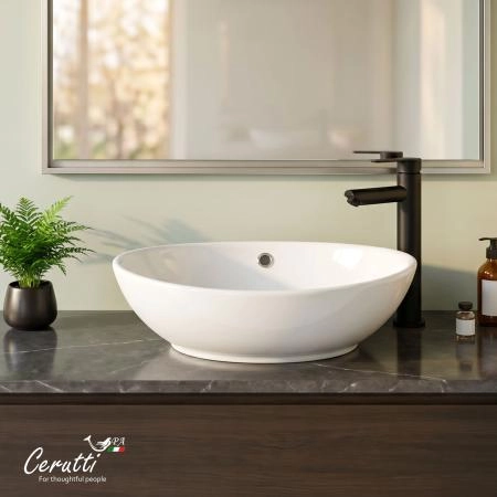 Раковина накладная CeruttiSPA, CR7027 (590х385х195) белая, лодочка