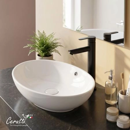 Раковина накладная CeruttiSPA, CR7027 (590х385х195) белая, лодочка