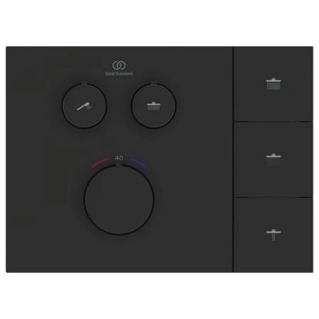 Ideal Standard Ceratherm Navigo Solos Смеситель для душа, встраиваемый, термостатический, цвет: Silk Black (Черный матовый)