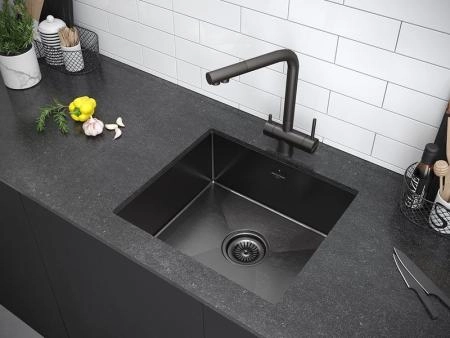 Кухонная мойка Paulmark LASSAN PM304444-GM вороненая сталь 440х440мм нерж. Сталь