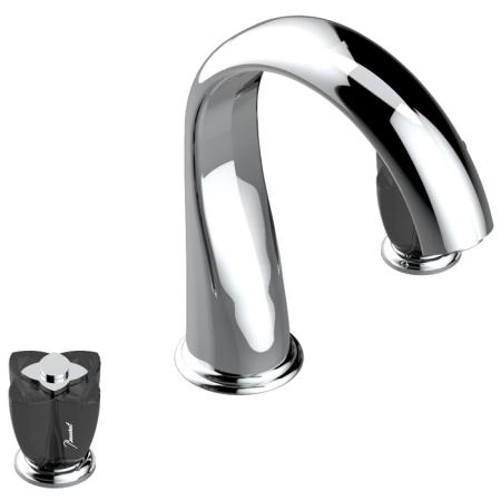 THG Petale de Cristal noir Смеситель для ванны, 3 отв., цвет: хром/черный хрусталь