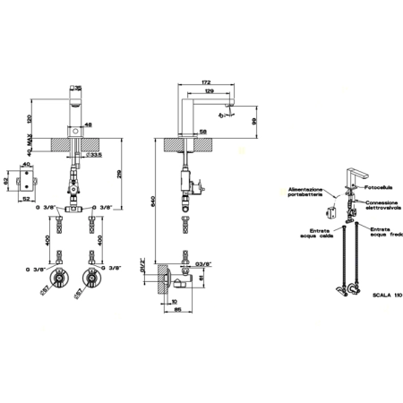 Gessi Rettangolo Электронный смеситель для раковины с кран-фильтром для регулировки температуры и напора воды, цвет: хром