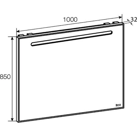 Roca The Gap Original Зеркало 100x85см, с LED-подсветкой сверху, системой антизапотевания, выкл-кнопкой внизу под зеркальным полотном