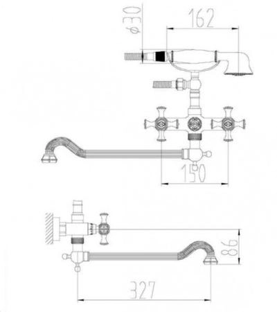 Смеситель для ванны Zorg Antic (A 7001WDN-BR) бронза