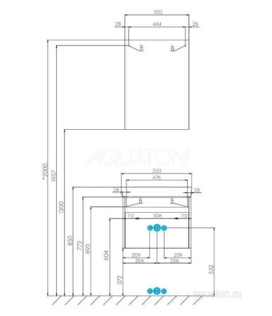 Тумба под раковину AQUATON Марти 55 ясень шимо 1A263201MY010