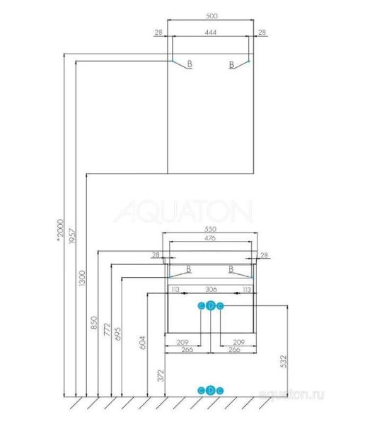 Тумба под раковину AQUATON Марти 55 ясень шимо 1A263201MY010