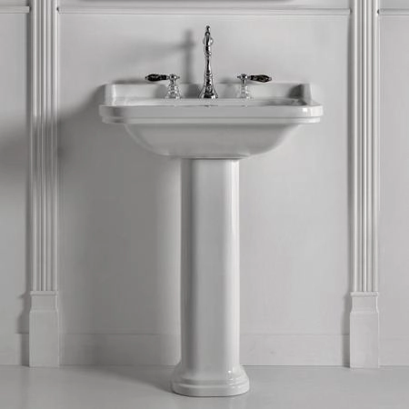 Kerasan Waldorf Раковина 80х55 см, 3 отв., с пьедесталом, цвет: белый/хром
