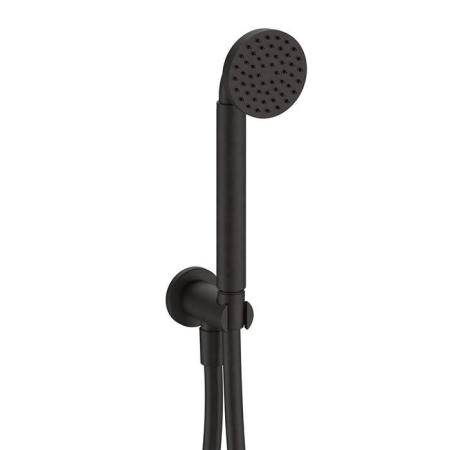 Fantini Icona Classic Душевой набор: ручная лейка со шлангом и держателем,круглая розетка, выпуск 1/2, цвет: Deep Black PVD