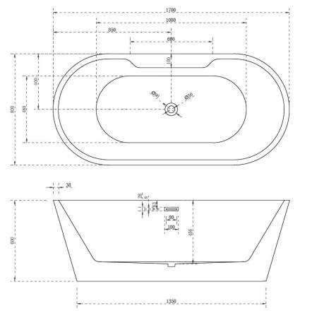 Акриловая ванна ABBER AB9299-1.7 отдельностоящая цвет белый
