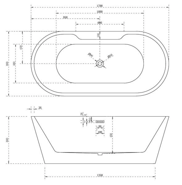 Акриловая ванна ABBER AB9299-1.7 отдельностоящая цвет белый