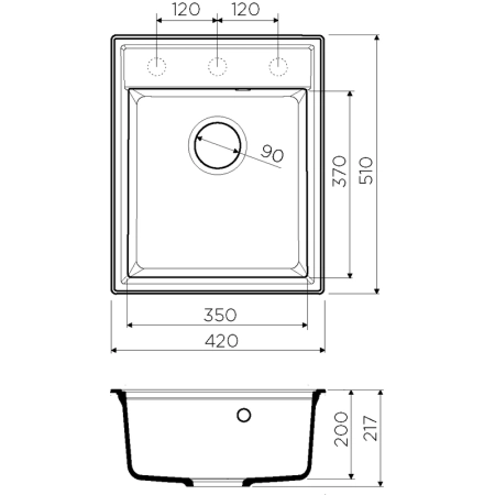 Кухонная мойка Omoikiri Daisen 42-GR 4993604, 420х510, Leningrad Grey