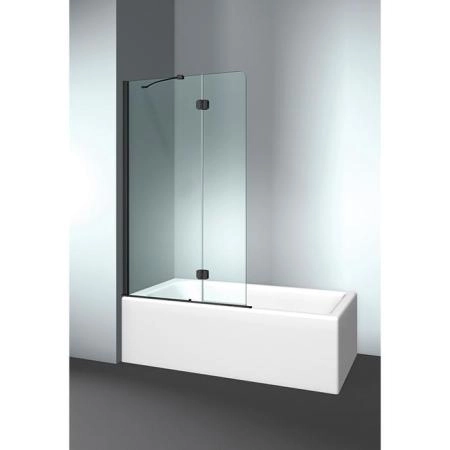 VismaraVetro Шторка на ванну PV 54х150Hсм, размер 90-92(50+40)см, SX (левая), стекло Transparent 04, Matt Black 09, петли С67 внутр. открытие, TPA