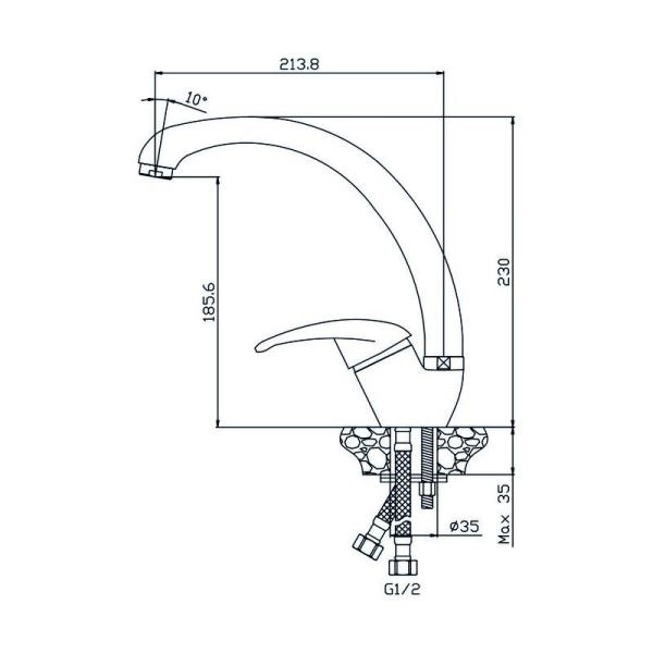 Смеситель OLIVES Lerida 08430LR для кухни,хром