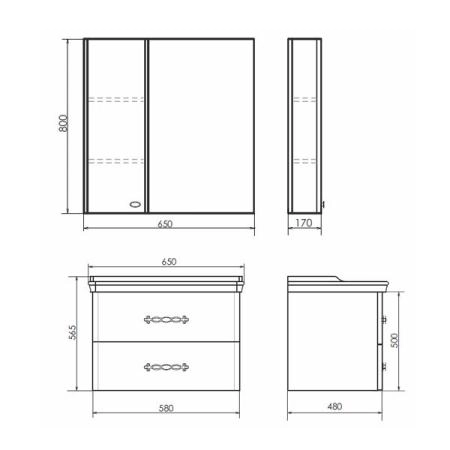Зеркало шкаф Comforty Неаполь-65 белый глянец