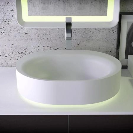 KNIEF Moon Раковина 55х45х16 см, без отв., накладная, с LED подсветкой, цвет: белый матовый