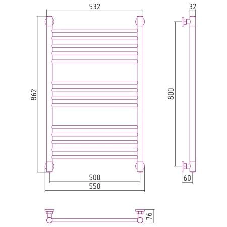 Полотенцесушитель Сунержа Богема+ 550x862 прямая водяной