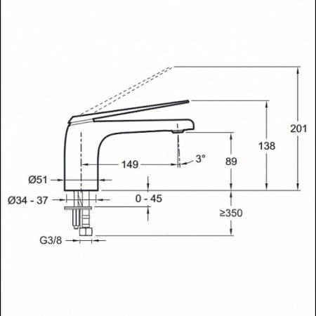 Смеситель Jacob Delafon AVID E97345-ND-CP для раковины хром