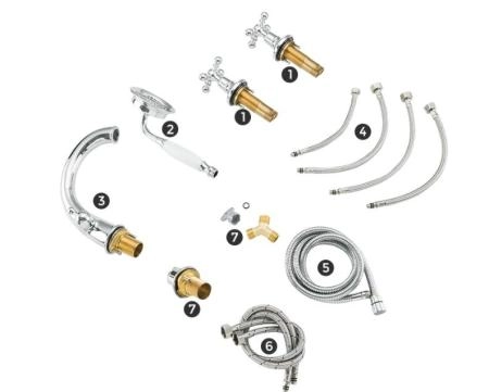 Смеситель Gappo G1189 борт ванны на 4 отверстия, хром