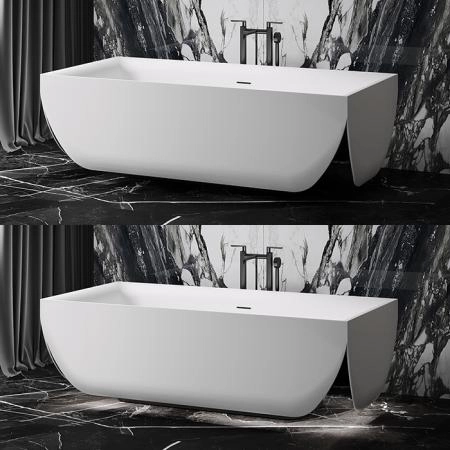 Salini ARIA Ванна отдельностоящая 190x90x60см, материал: S-Sense, донный клапан, сифон, слив-перелив, цвет: белый