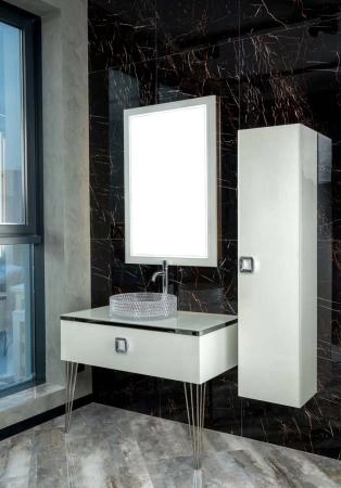 Столешница Boheme стекло 100см прямая Жемчужный Белый Lucido 853-100-W Lucido
