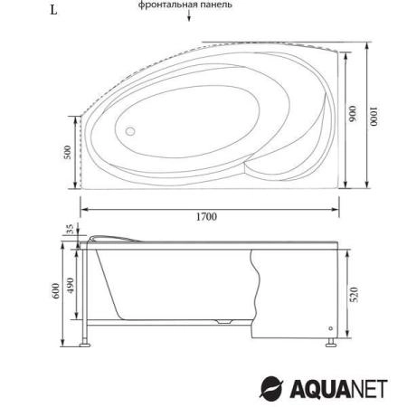 Ванна Aquanet JERSEY 170x90 без гидромассажа левая