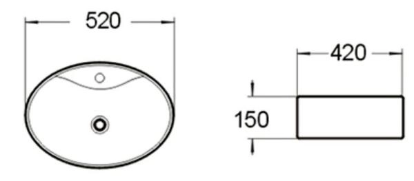 Раковина SantiLine SL-1072 52x42 на столешницу керамическая Белый