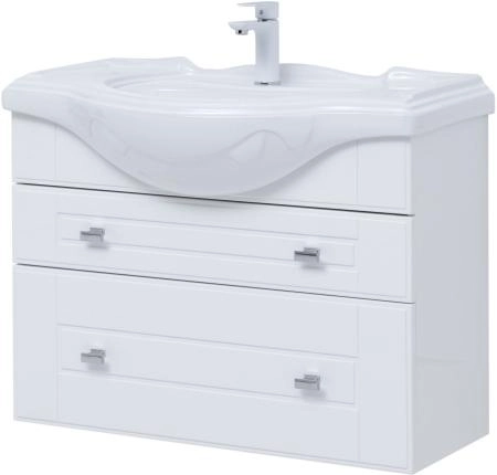 Тумба под раковину Aquanet Рондо 85 белый глянец