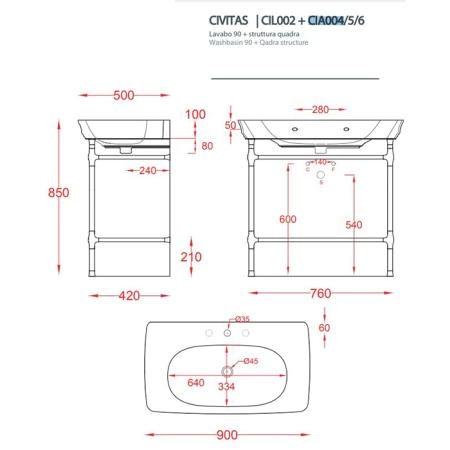 Artceram CIVITAS Структура металлическая 90х50см Quadra, напольная, цвет: хром
