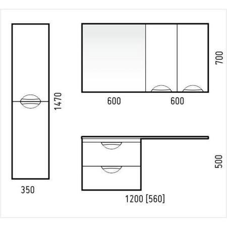 Тумба под раковину Corozo Алиот 120, 2 ящ. подвесная