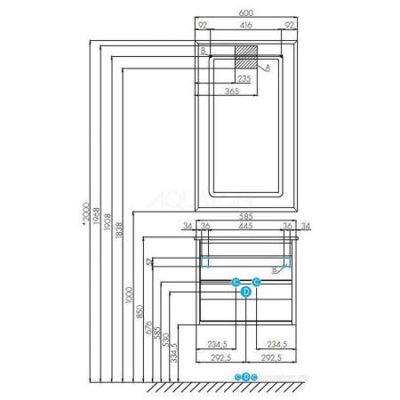 Тумба под раковину Aquaton Римини 1A226601RN010 60 с ящиком,белый глянец