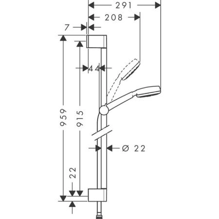 Hansgrohe Crometta 100 1j Uni Душевой гарнитур 95.9см., с ручным душем, цвет: хром