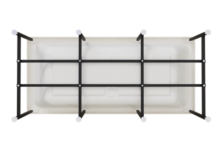 Ванна акриловая "ПАТРИСИЯ 175х75", рама-подставка, фронтальная панель, слив-перелив автомат с сеточкой (бронза, с сифоном)