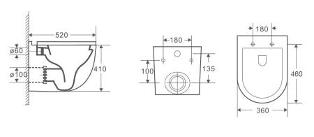 Унитаз Ceramalux 2198MW безободковый RIMLESS матовый белый подвесной