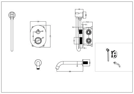 Смеситель встроенный + излив + держатель лейки + шланг Boheme TECH Matt Gold 154-MG