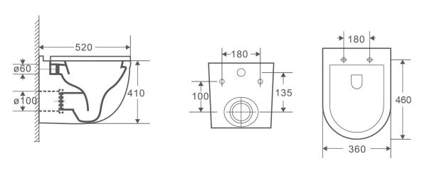 Унитаз Ceramalux 2198MW безободковый RIMLESS матовый белый подвесной