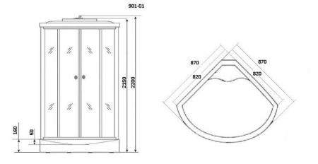 Душевая кабина Niagara Ultra NG-901-01 (900х900х2200) низкий поддон стекло ТОНИРОВАННОЕ
