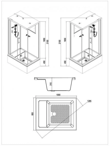 Душевая кабина Esbano 100x80 матовое стекло ESKB108CKRBR
