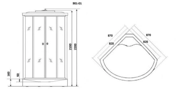 Душевая кабина Niagara Ultra NG-901-01 (900х900х2200) низкий поддон стекло ТОНИРОВАННОЕ