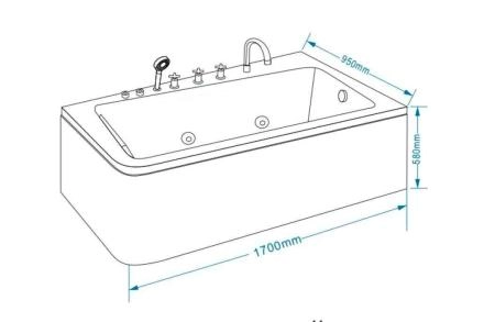 Ванна GROSSMAN GR-17095-1L (95x170x58) гидромассажная