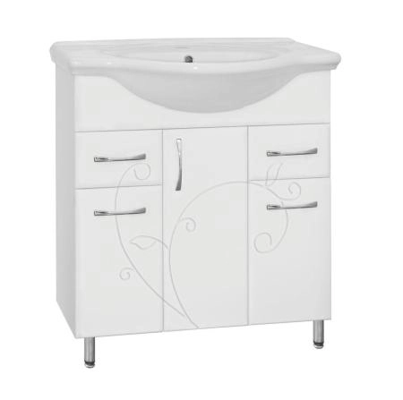 Тумба под раковину Style Line Эко Фьюжн 80 (2 ящ.) напольная с ящиками, белая